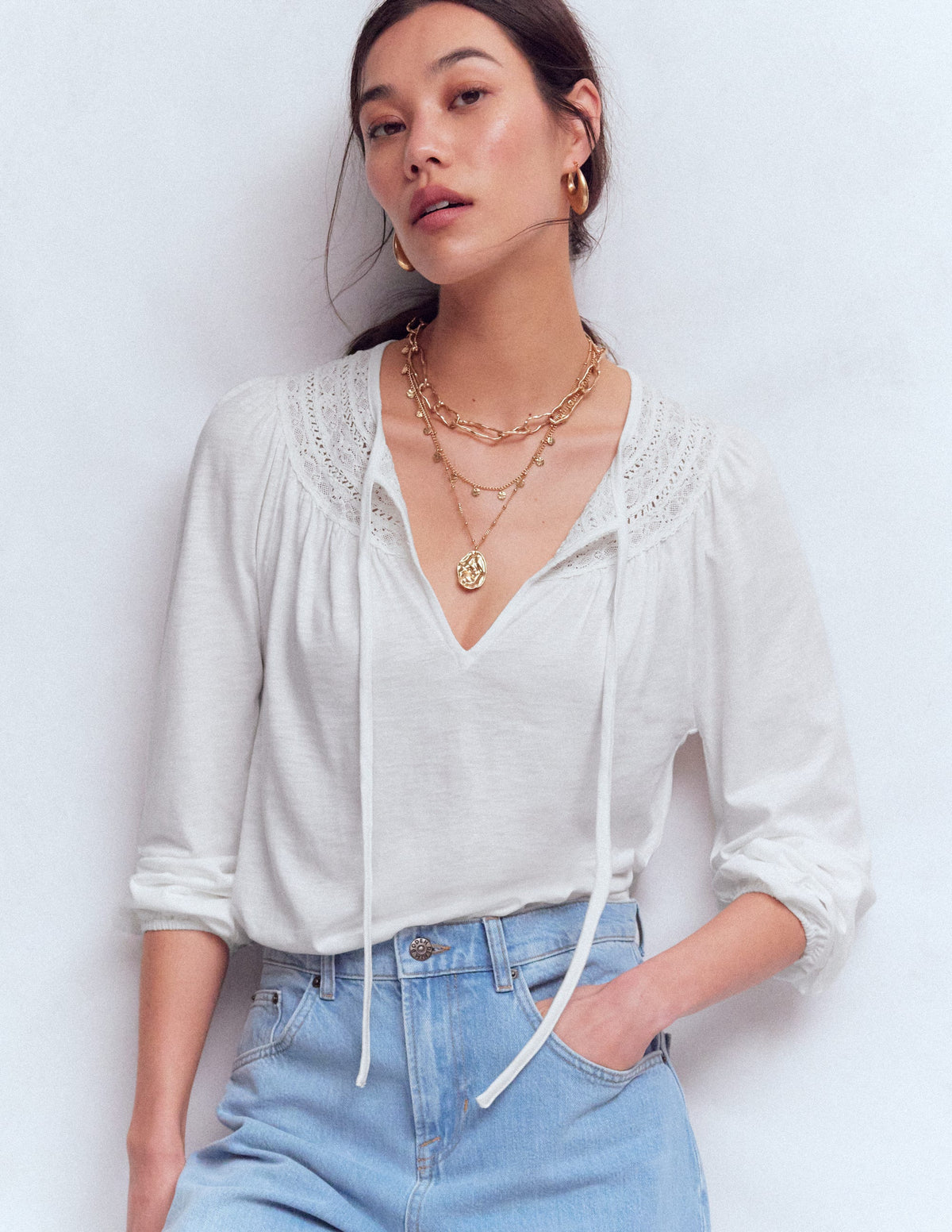 Edi Trim Detail Top-White - Image 1