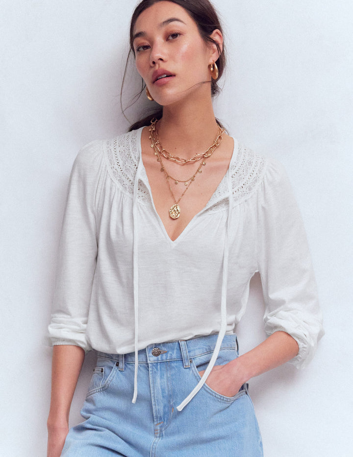 Edi Trim Detail Top-White