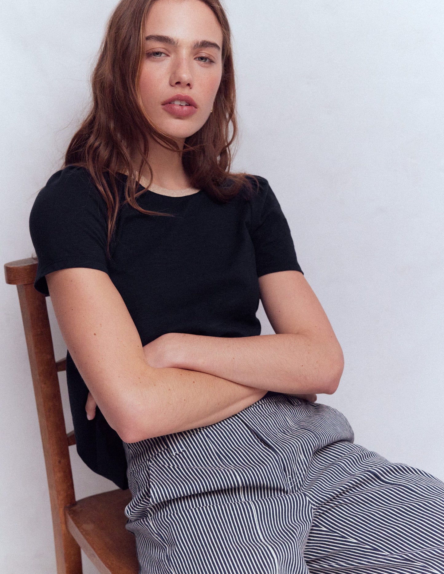 Metallic Trim T-Shirt-Navy