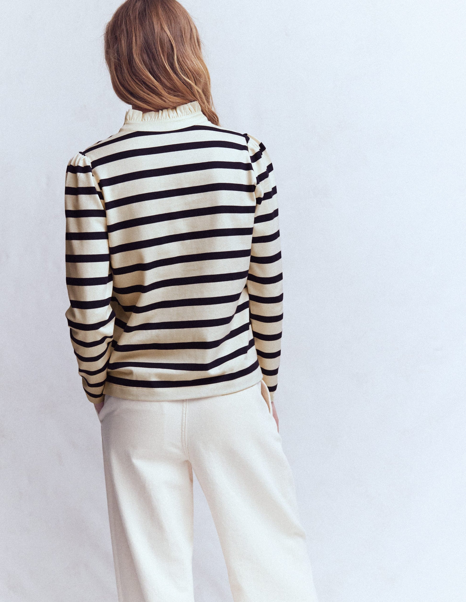 Ruffle Collar Mariner-Ivory and Navy Stripe-4