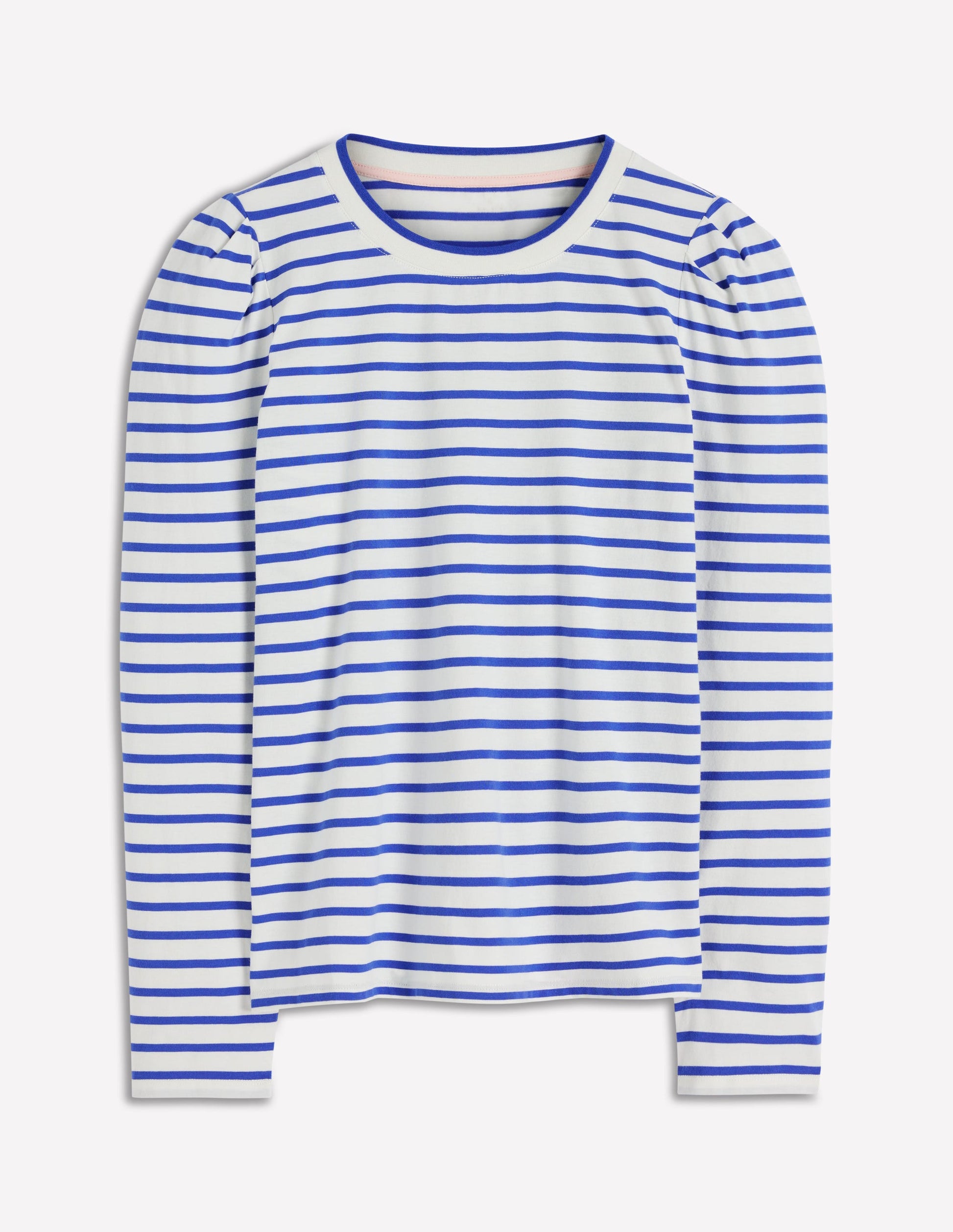 Pleat Sleeve Stripe Top-Beaucoup Blue and Ivory Stripe-5