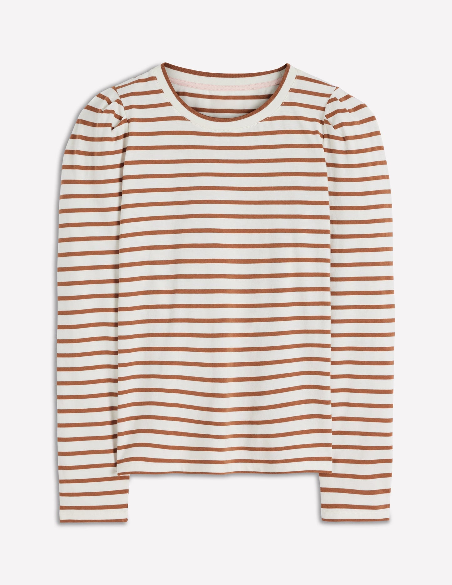 Pleat Sleeve Stripe Top-Ginger and Ivory Stripe
