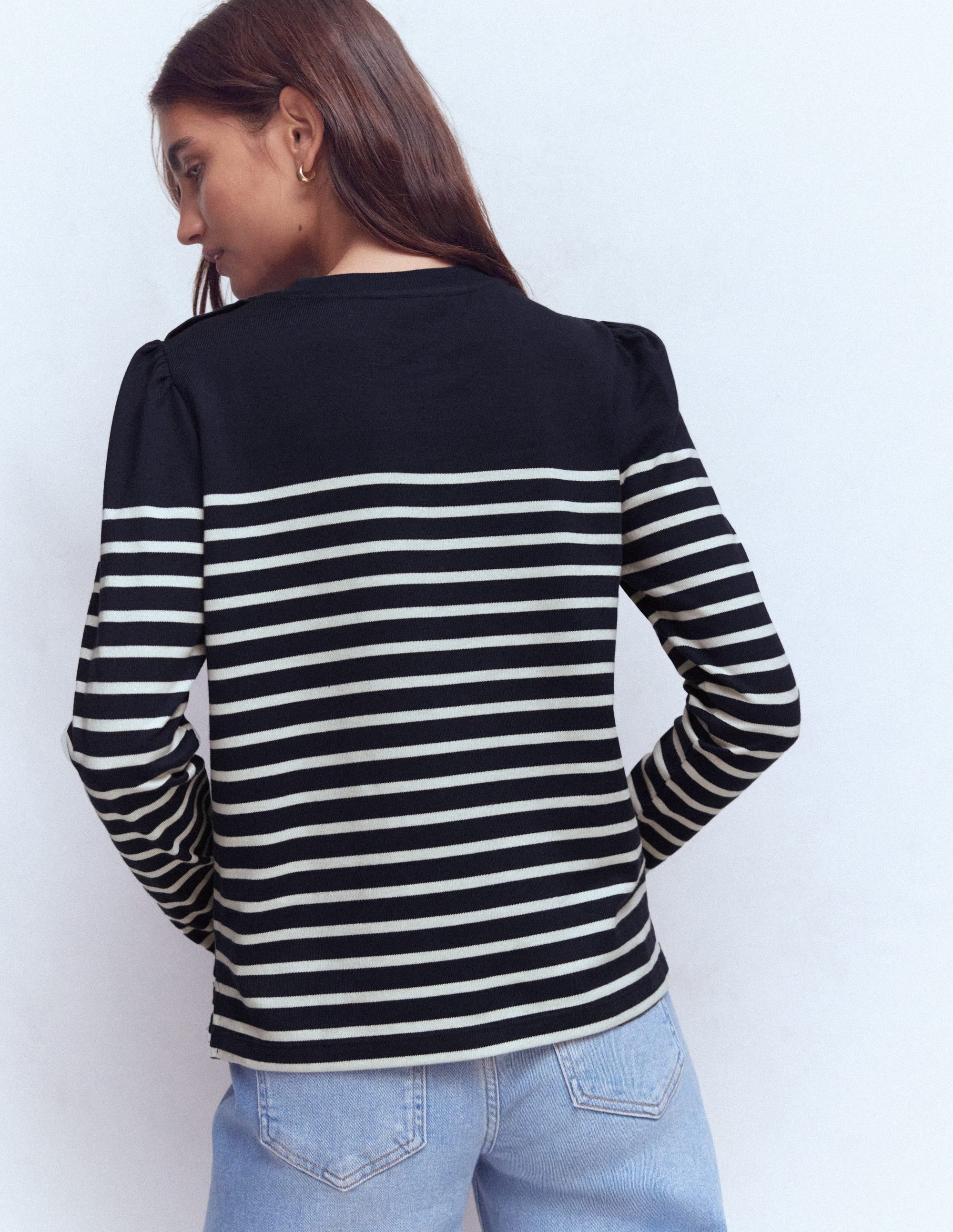 Button Shoulder Mariner-Navy and Ivory Stripe - Image 3