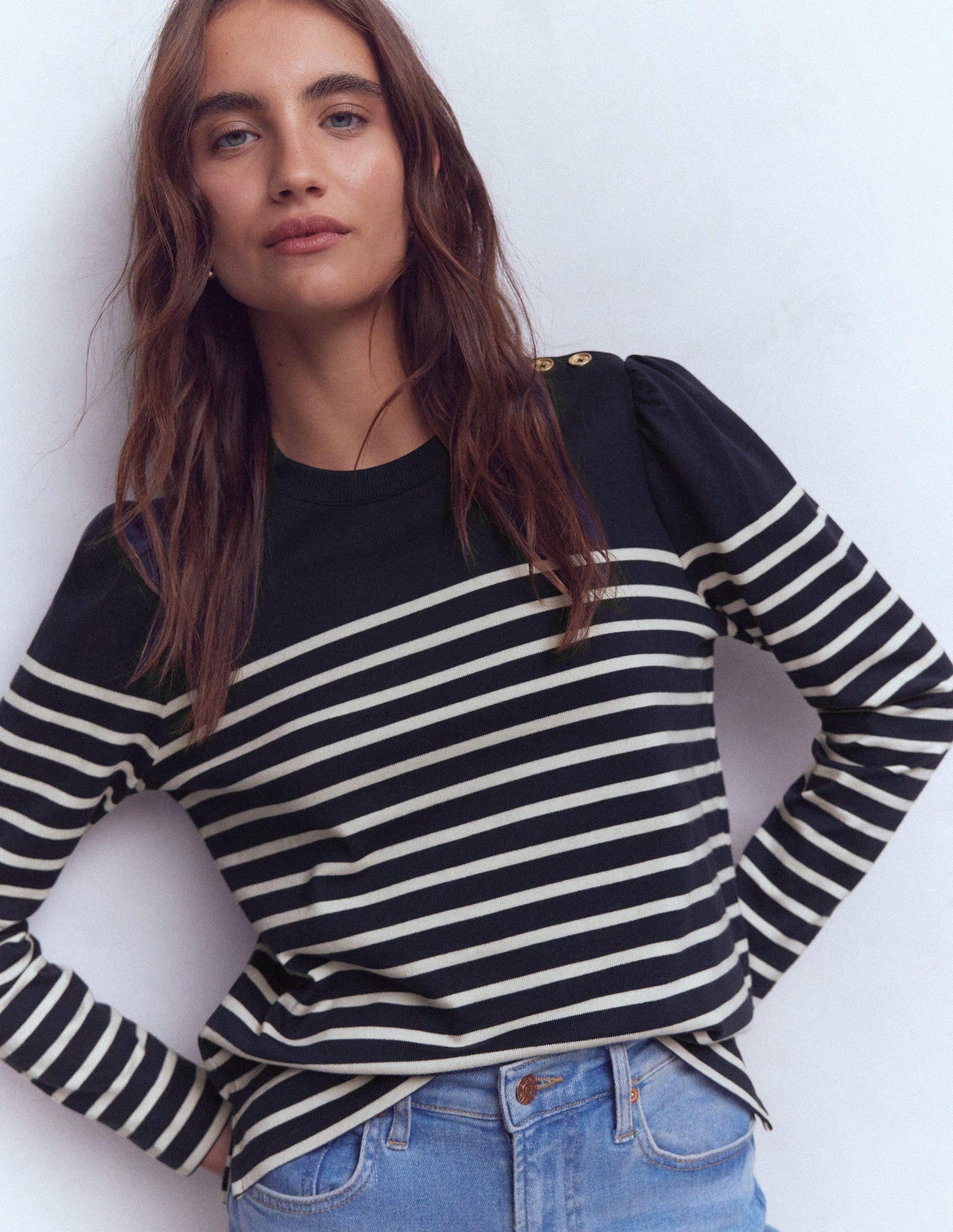 Button Shoulder Mariner-Navy and Ivory Stripe-4