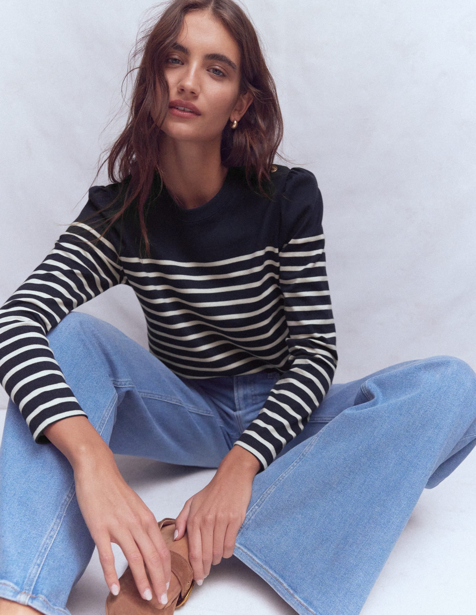 Button Shoulder Mariner-Navy and Ivory Stripe - Image 5