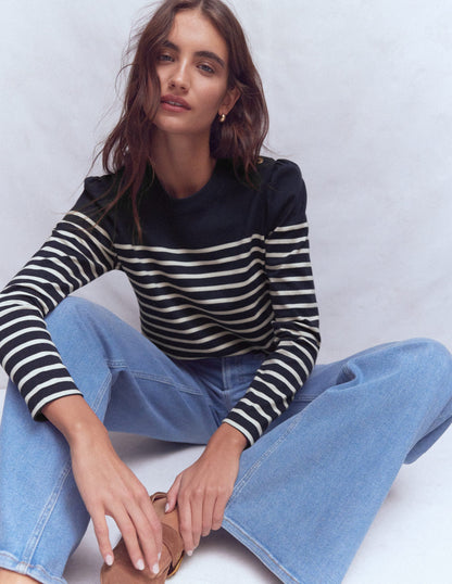 Button Shoulder Mariner-Navy and Ivory Stripe-5