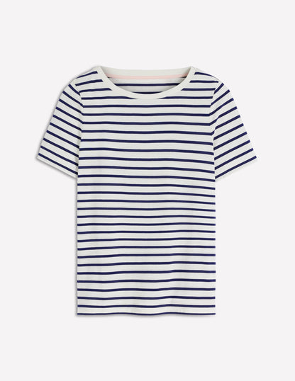 Olivia Short Sleeve Breton-Ivory, Navy-5