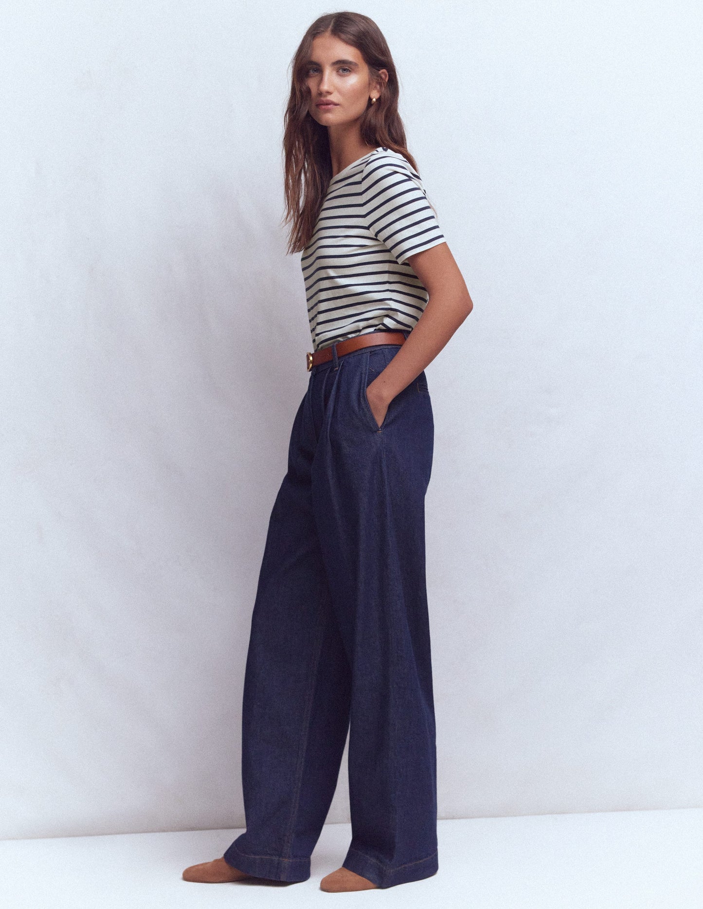 Olivia Short Sleeve Breton-Ivory, Navy