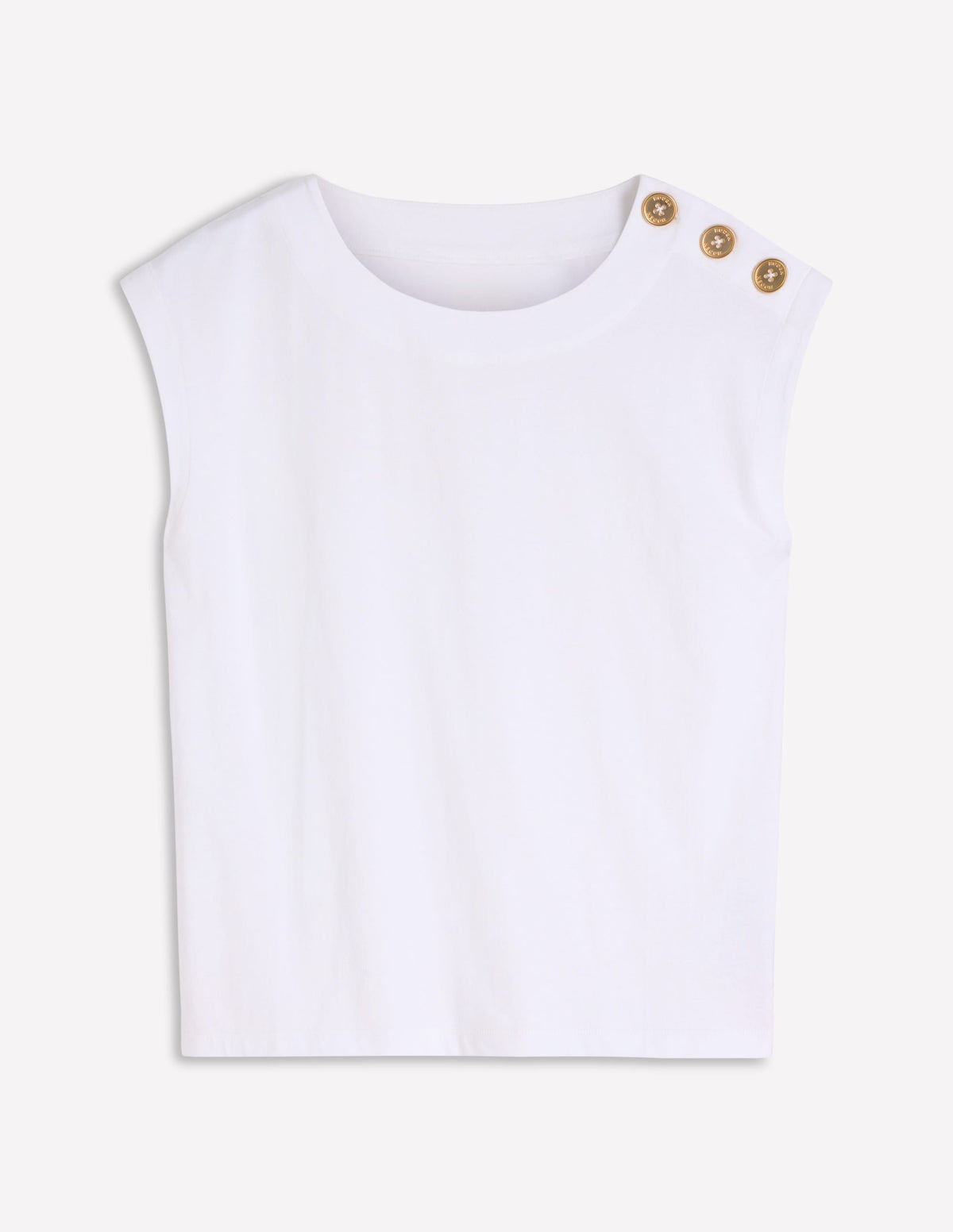 Button Detail T-Shirt-White - Image 5