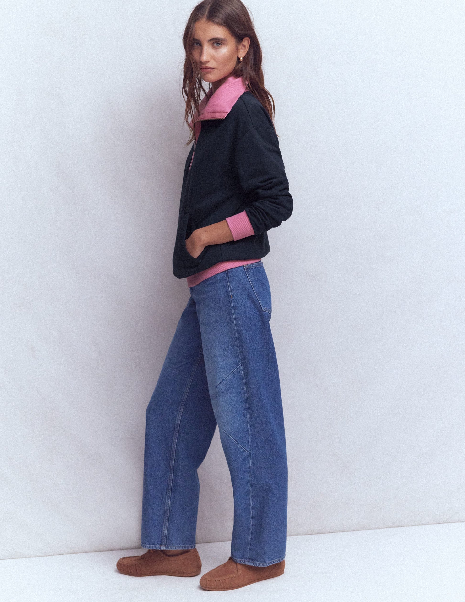 Colourblock Sweatshirt-Pink and Navy-4