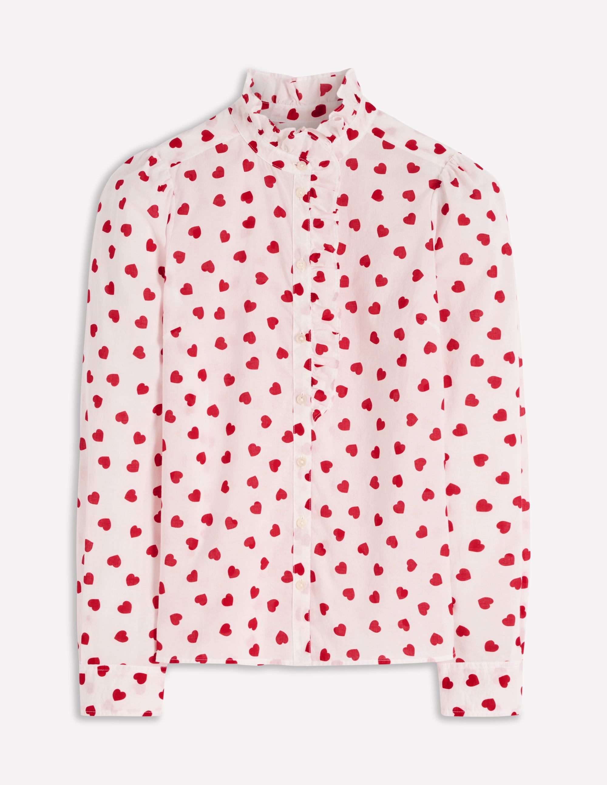 Isabel Ruffle Cotton Shirt-Ivory, Heart Confetti - Image 5