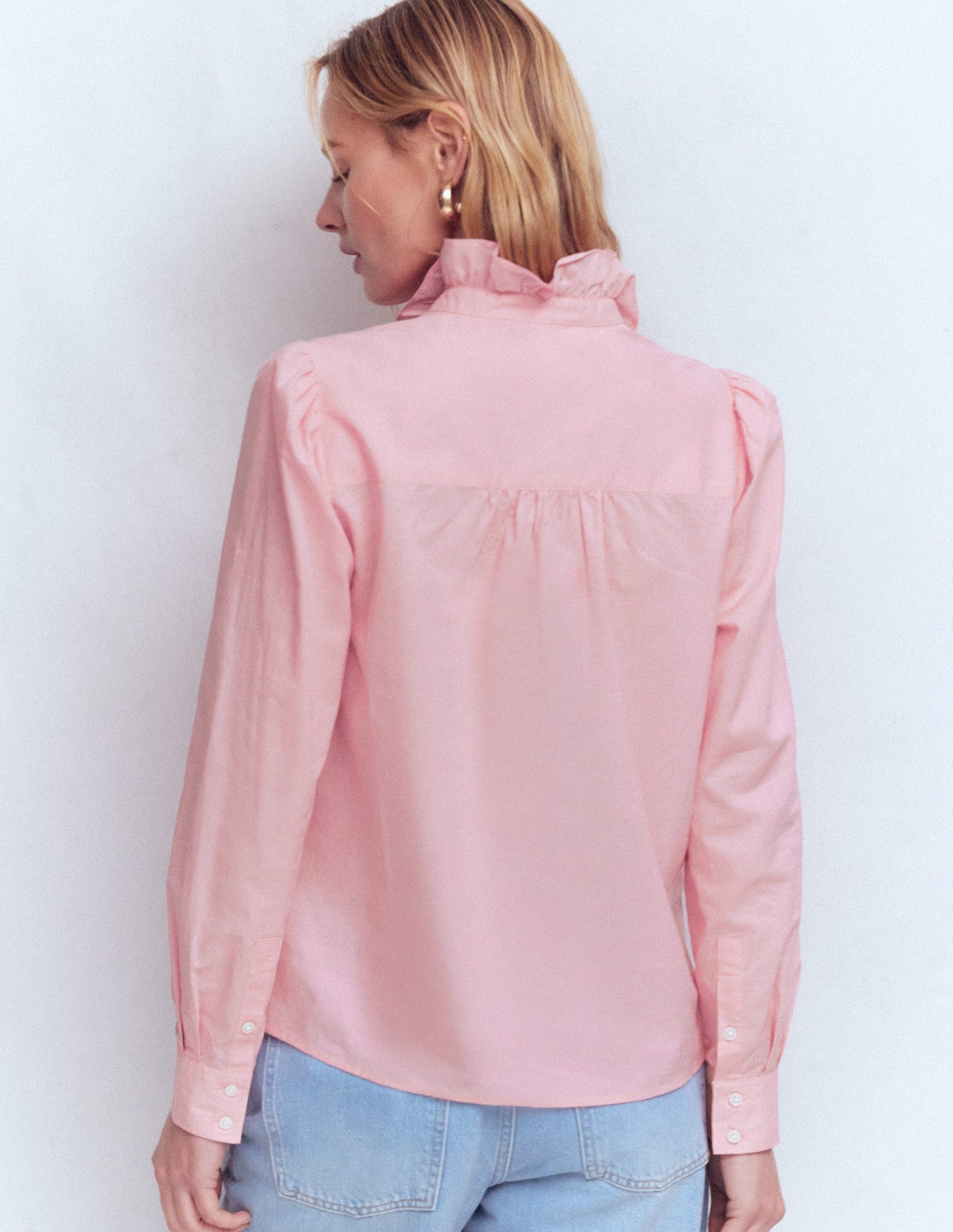 Isabel Ruffle Cotton Shirt-Orchid Pink