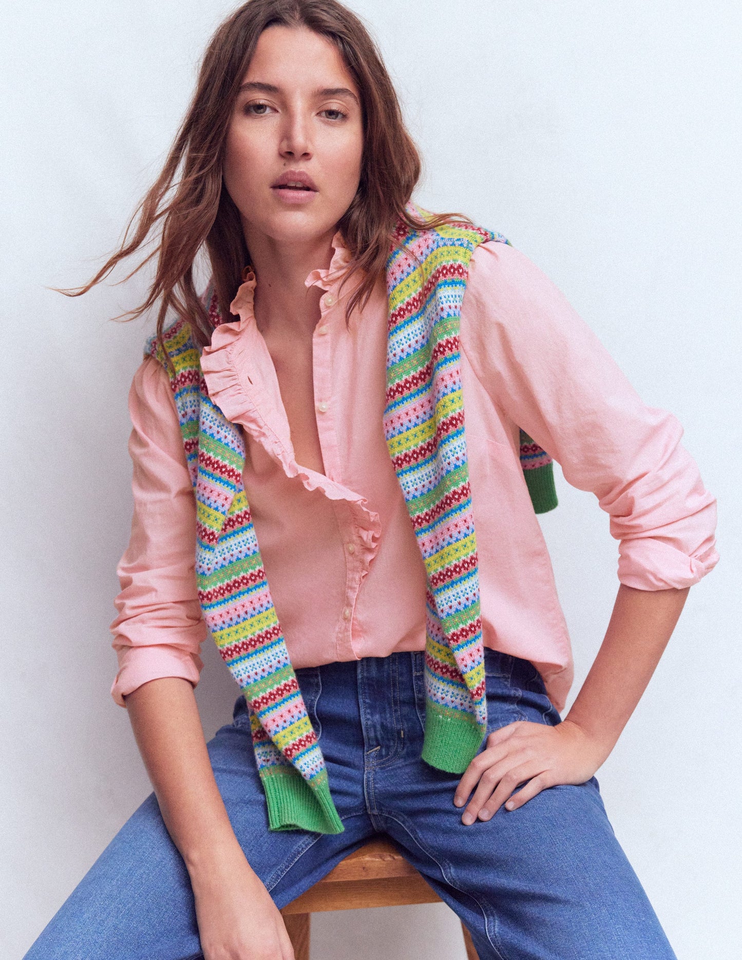 Isabel Ruffle Cotton Shirt-Orchid Pink