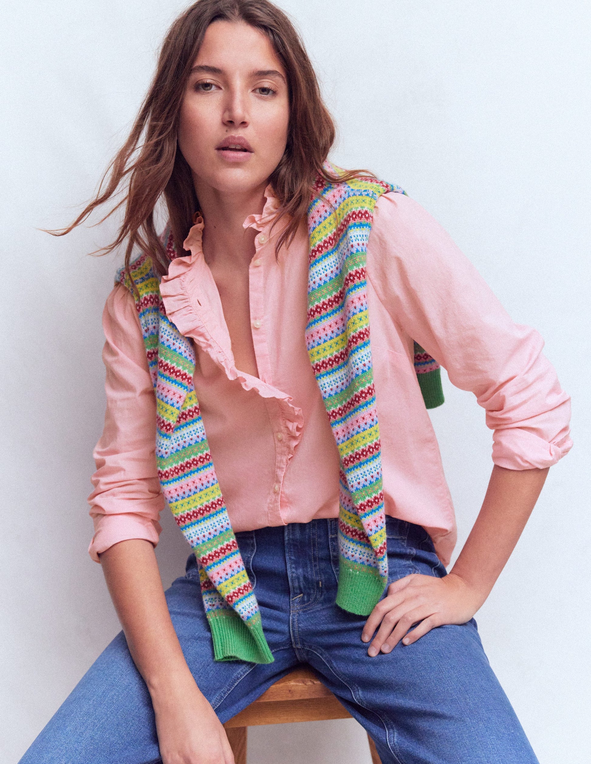 Isabel Ruffle Cotton Shirt-Orchid Pink-4