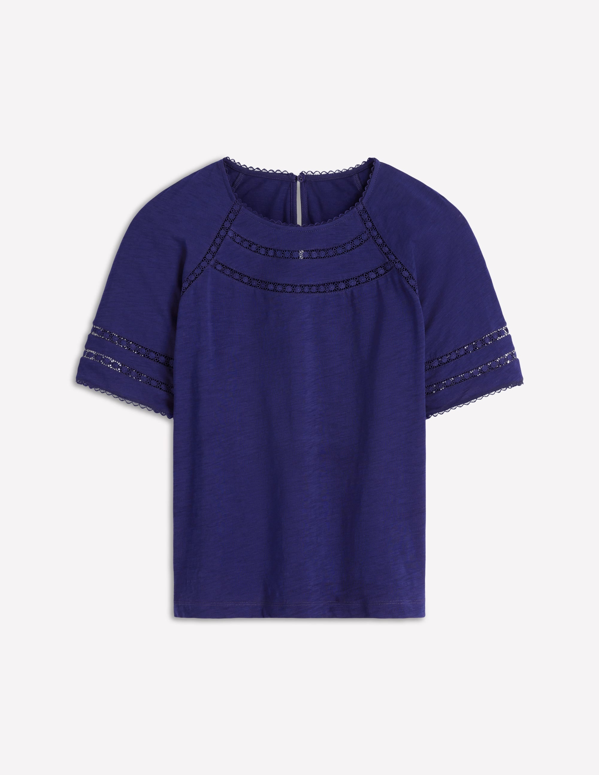 Poppy Trim Crew T-shirt-Blue Twilight - Image 5