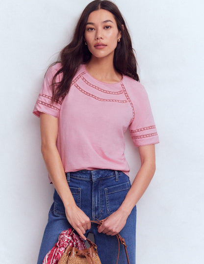 Poppy Trim Crew T-shirt-Pink Dolphin-4