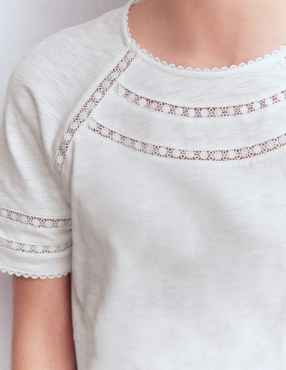 Poppy Trim Crew T-shirt-White-2