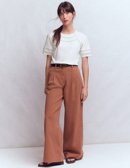 Poppy Trim Crew T-shirt-White-4