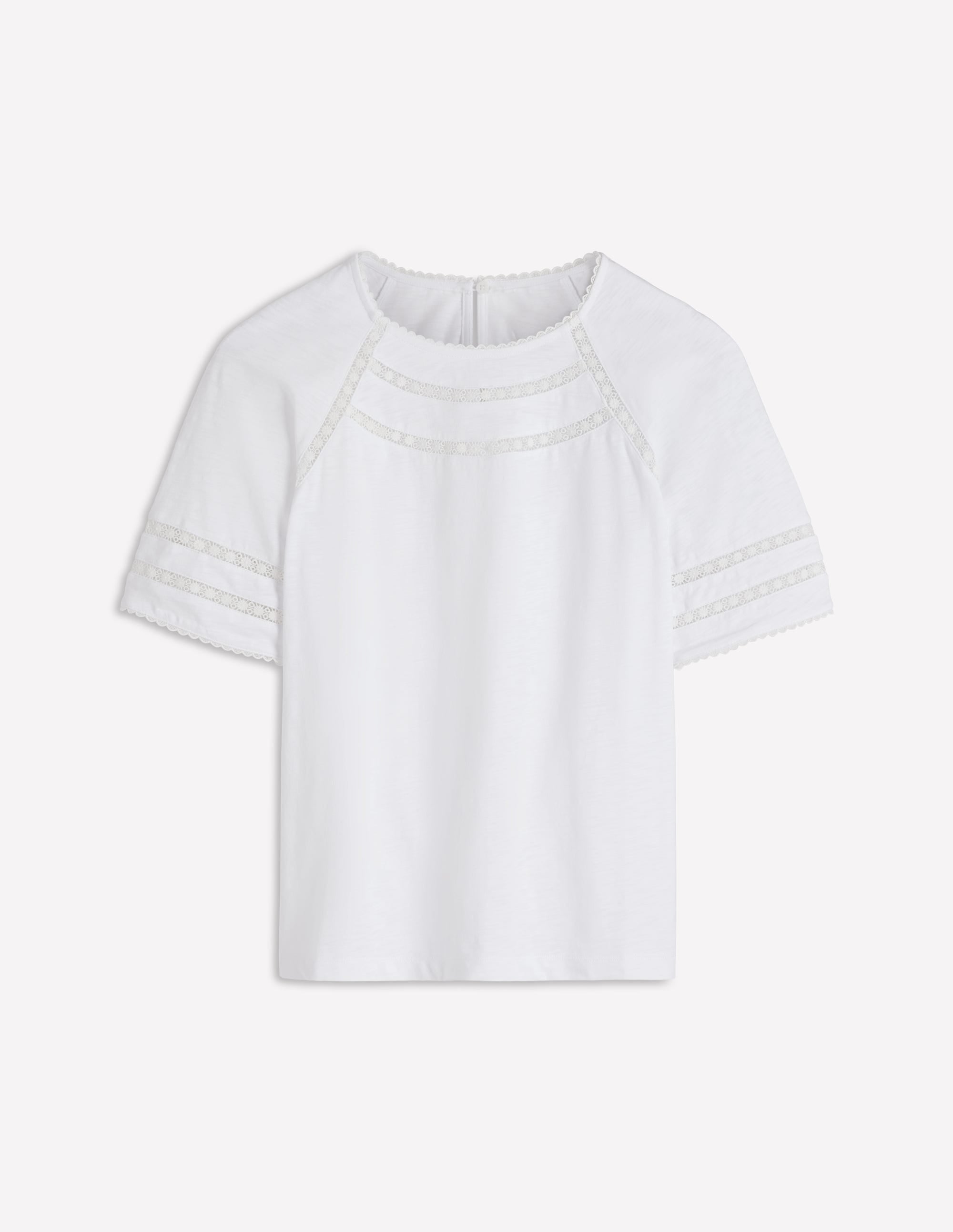 Poppy Trim Crew T-shirt-White - Image 5