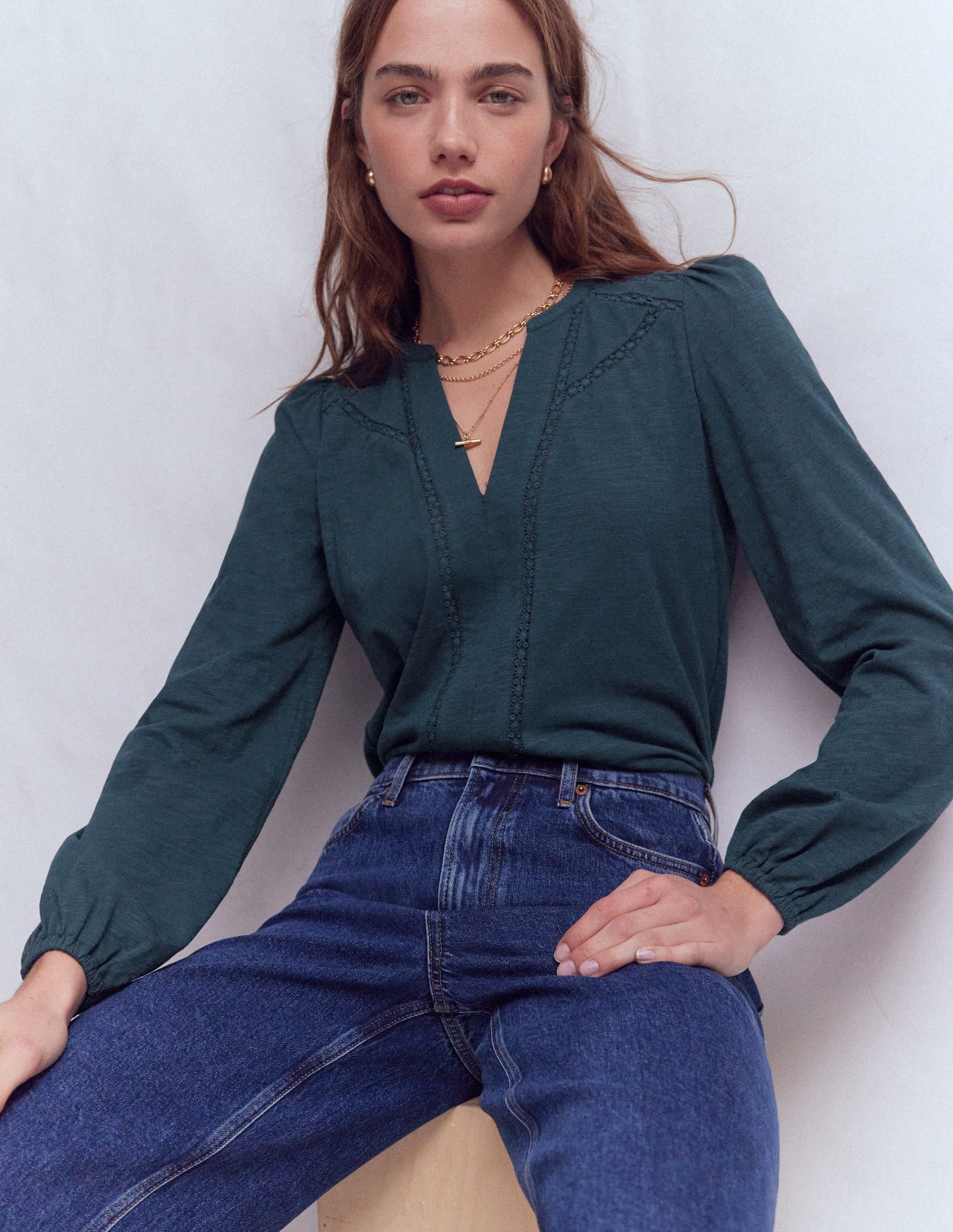 Poppy Long Sleeve Top-Moonlight Ocean - Image 1