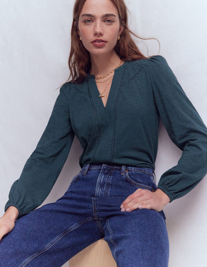 Poppy Long Sleeve Top-Moonlight Ocean-1