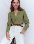 Poppy Long Sleeve Top-Larch Green