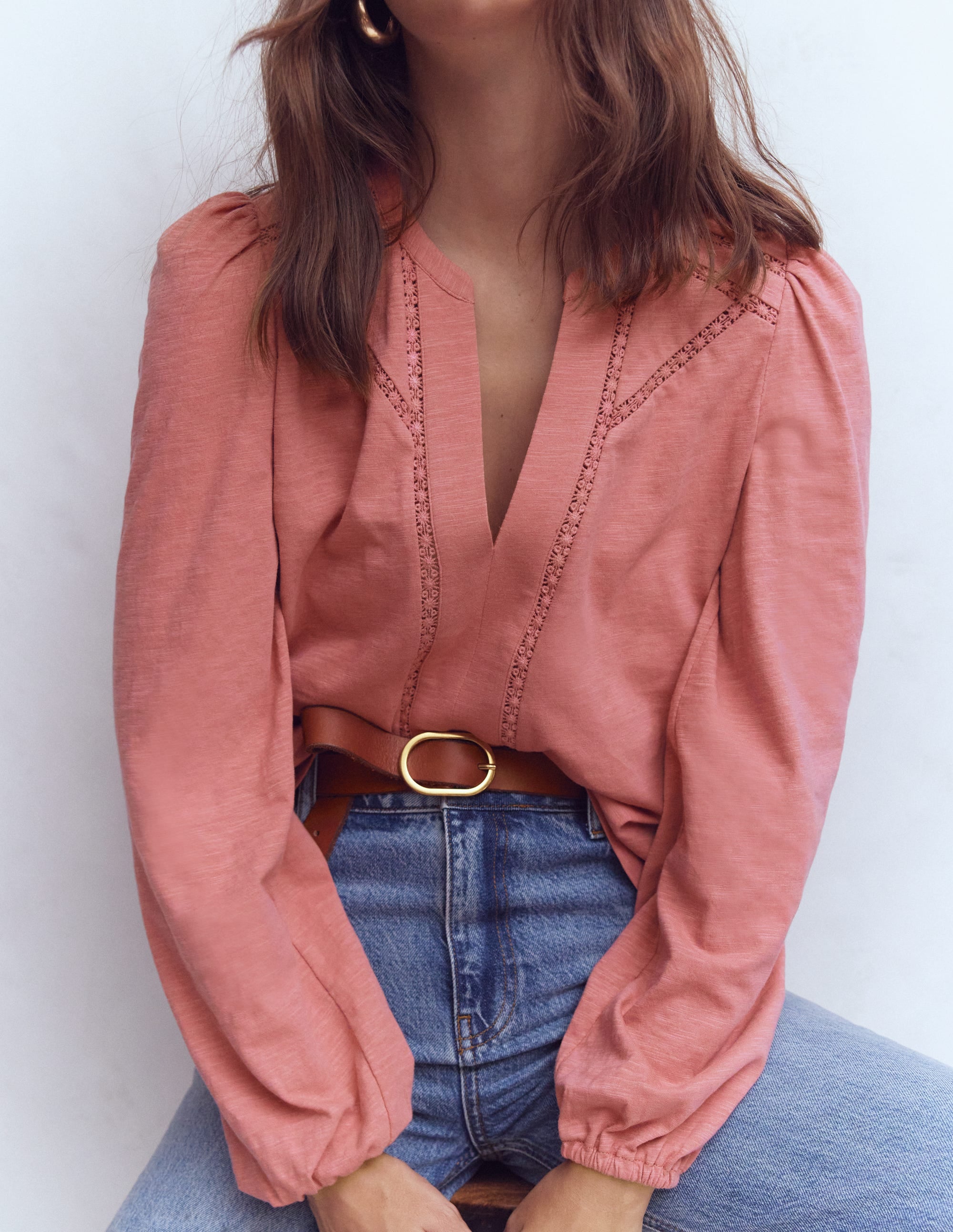 Poppy Long Sleeve Top-Vintage Rose - Image 1