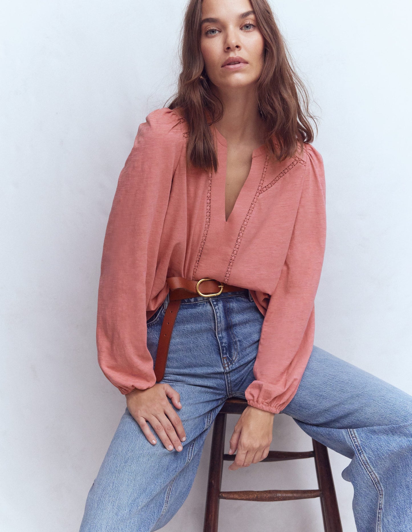 Poppy Long Sleeve Top-Dusty Rose