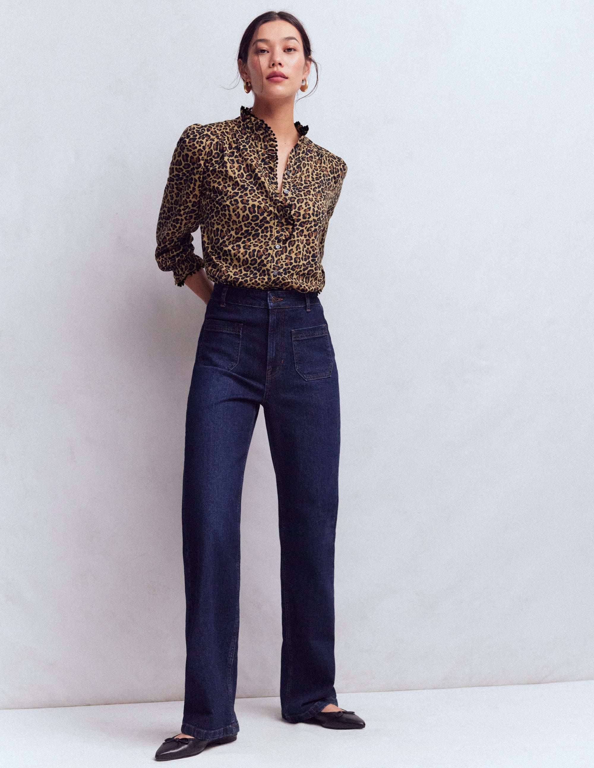 Emily Pom Trim Ruffle Shirt-Cheetah Spot - Image 4