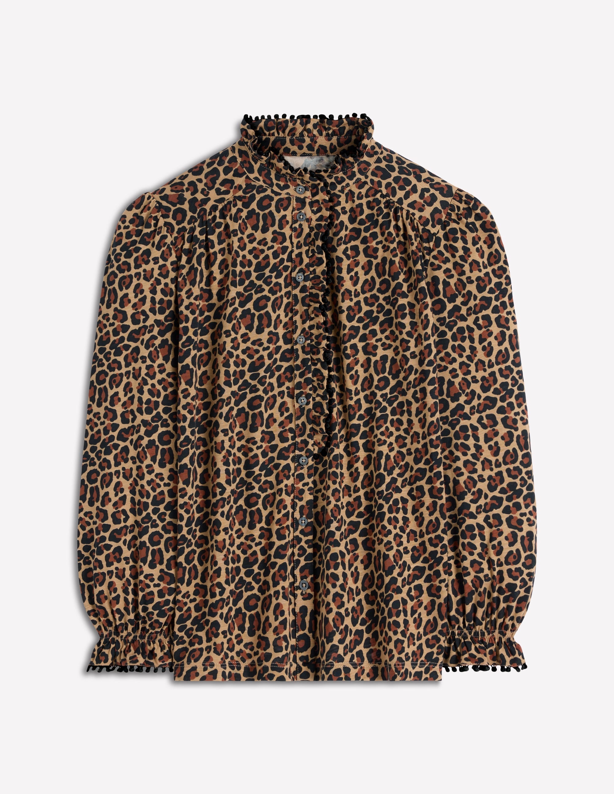 Emily Pom Trim Ruffle Shirt-Cheetah Spot - Image 6
