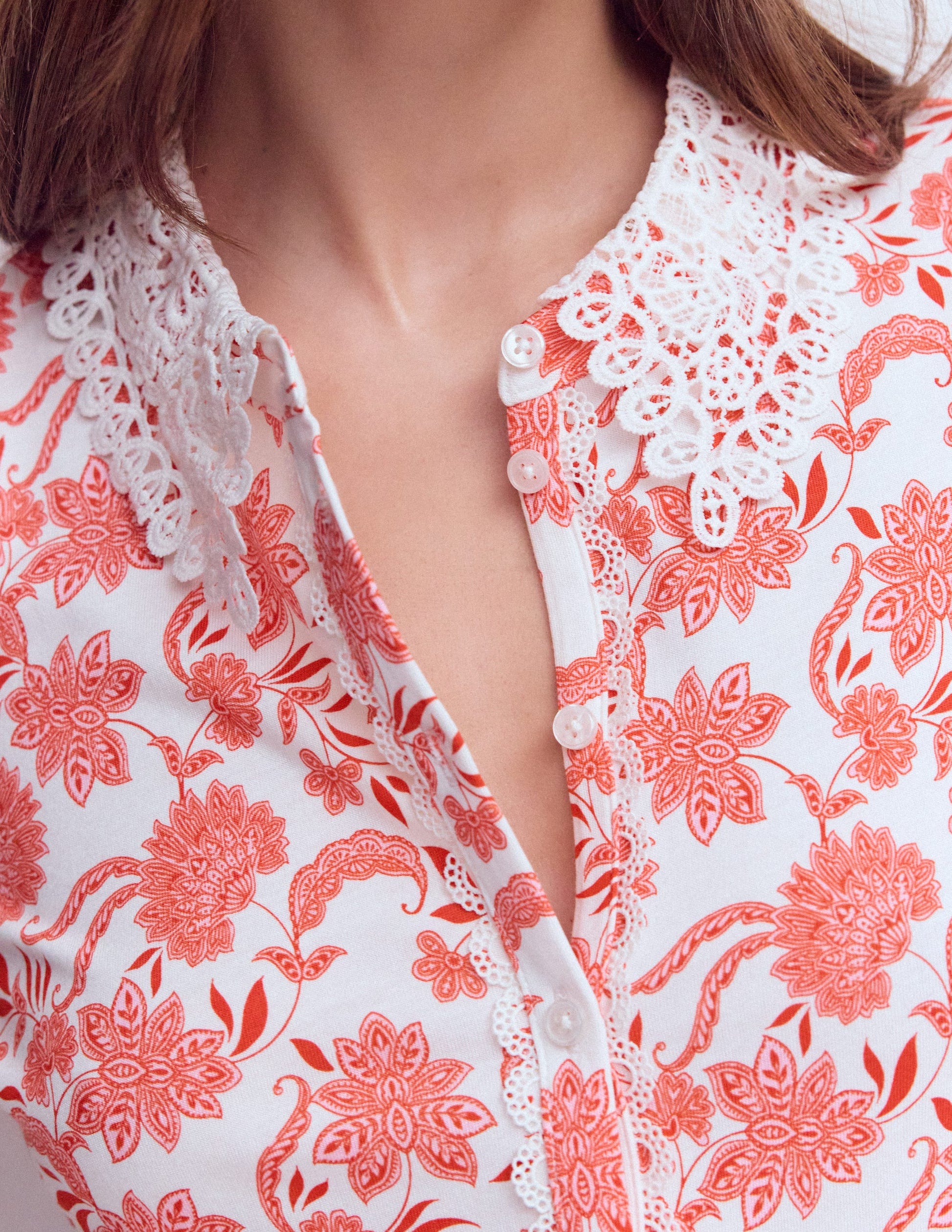 Nessa Broderie Collar Blouse-Pink Floral-2