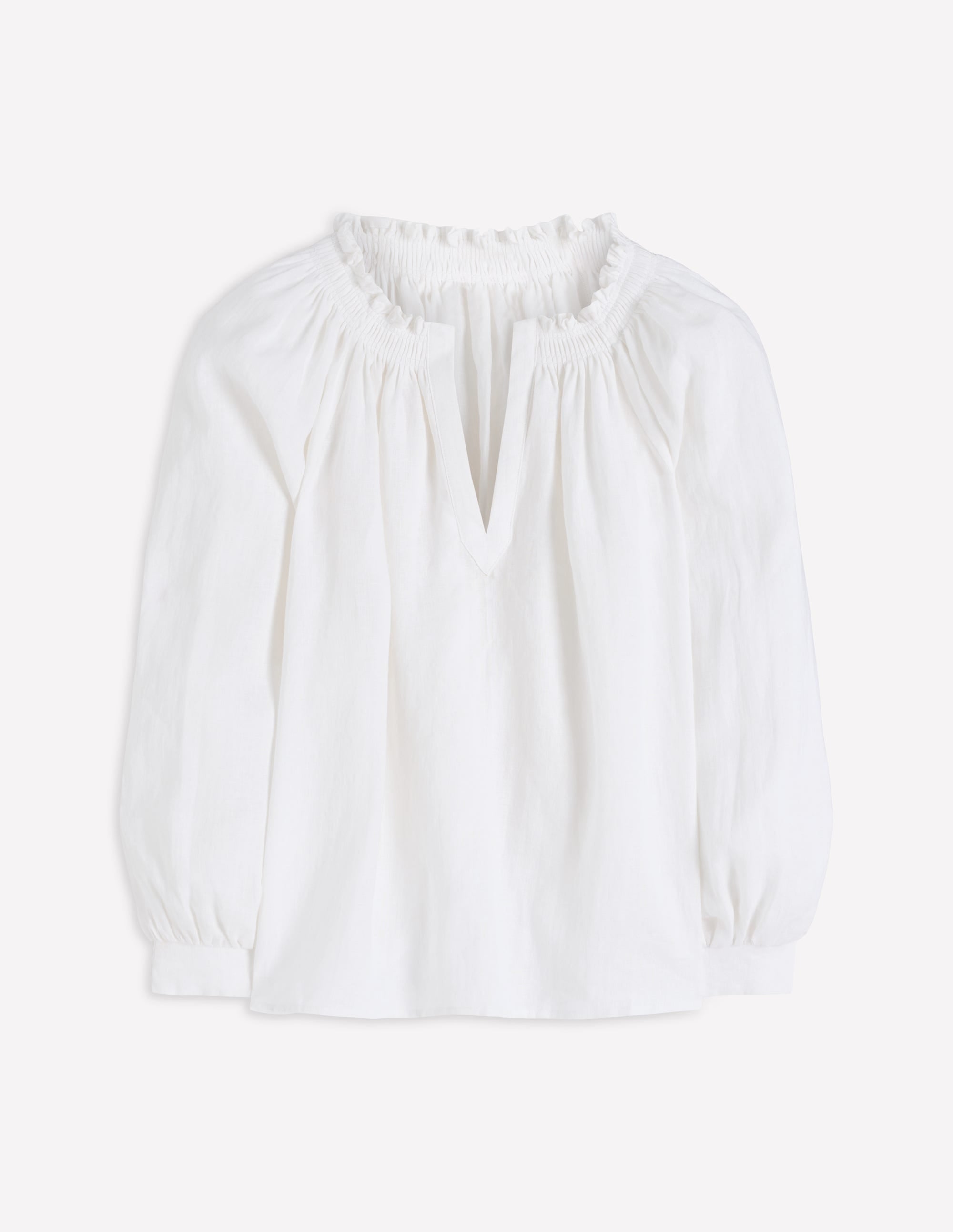 Serena Pleat Neck Linen Top-White - Image 5