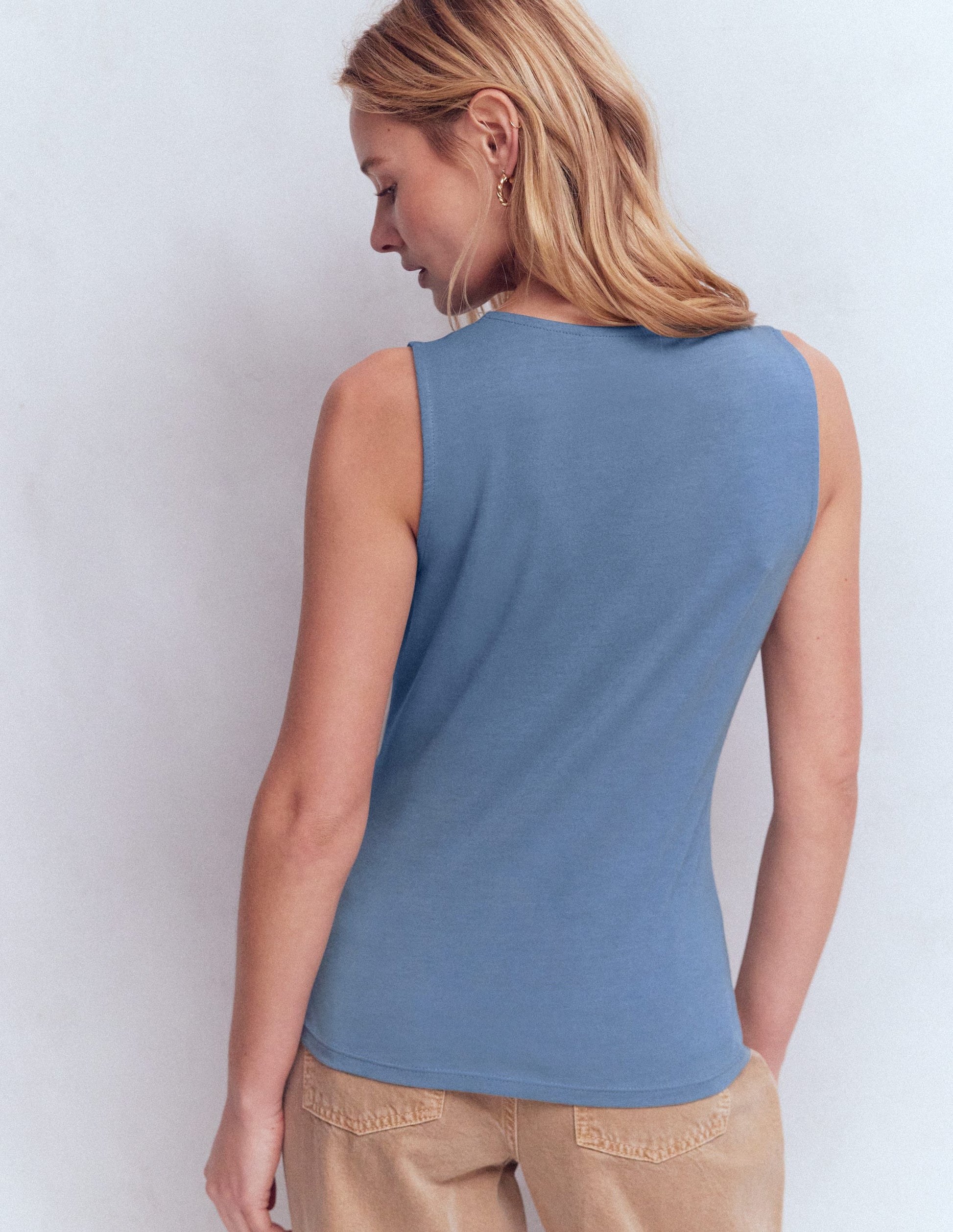 Flora Lace Trim Supersoft Vest-Captains Blue-2