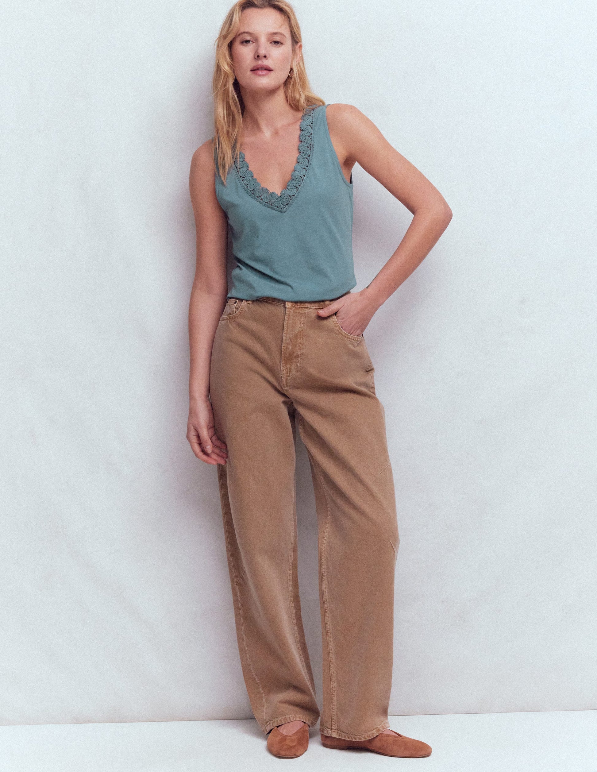 Flora Lace Trim Supersoft Vest-Captains Blue-4