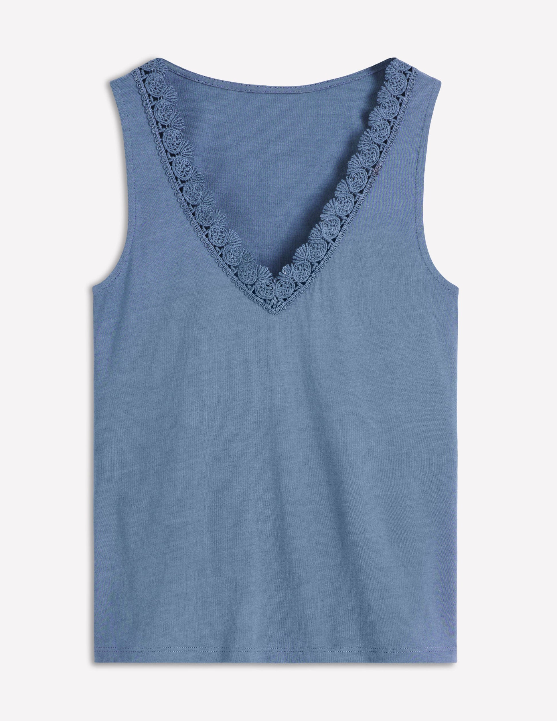 Flora Lace Trim Supersoft Vest-Captains Blue-5