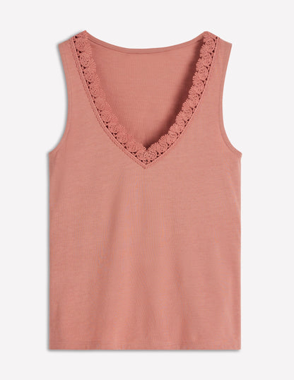 Flora Lace Trim Supersoft Vest-Dusty Rose-5
