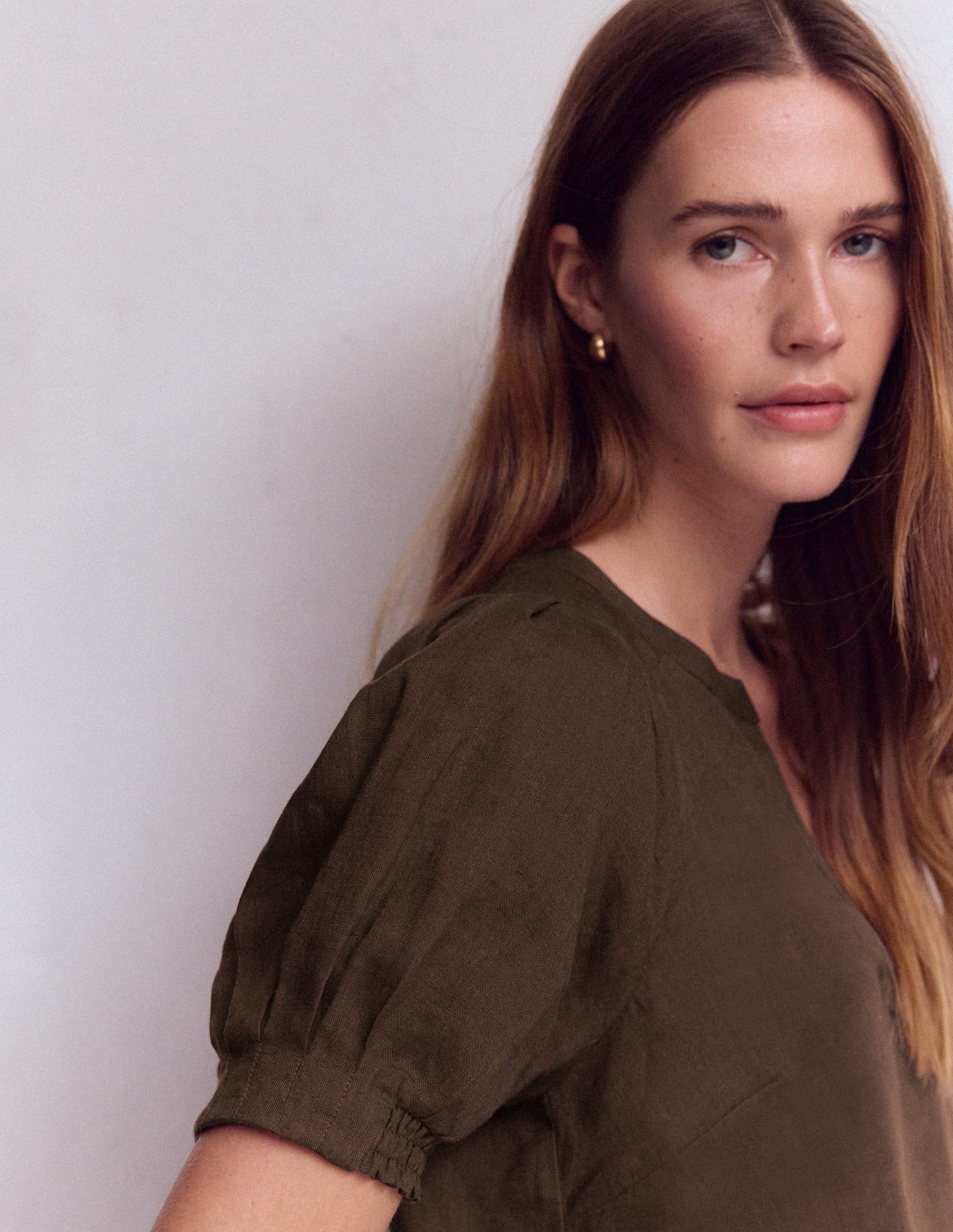 Rae Linen Top-Brown-2