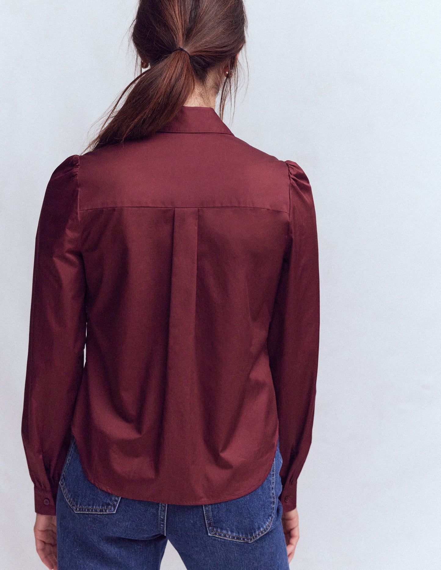 Cara Ruffle Shirt-Maroon