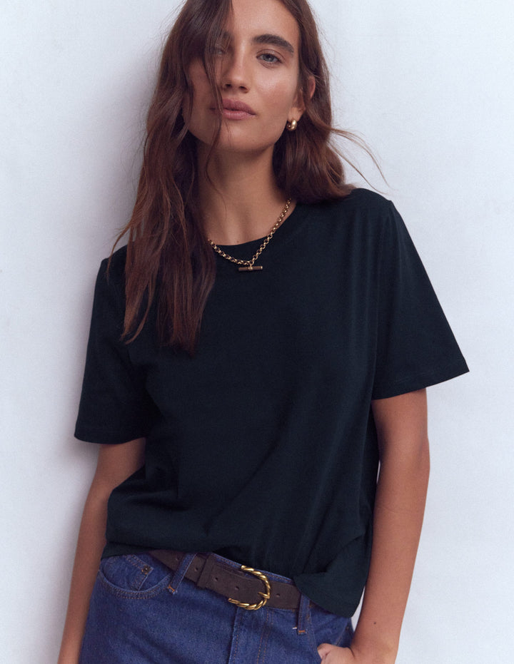 Ren Cotton Crew Neck T-shirt-Navy