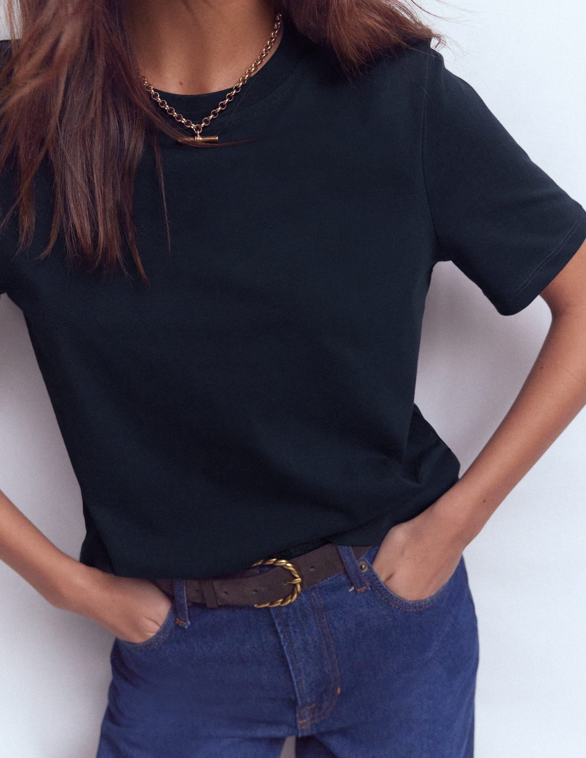 Cotton Crew Neck T-shirt-Navy - Image 2