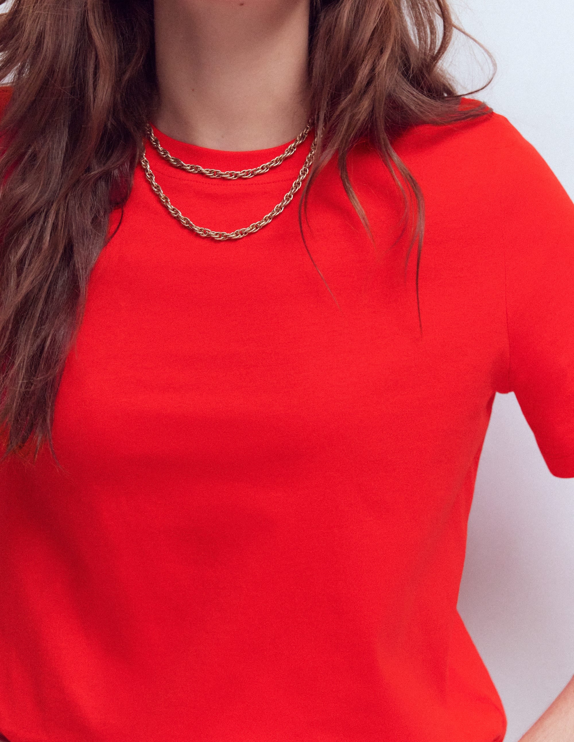 Cotton Crew Neck T-shirt-Red - Image 2