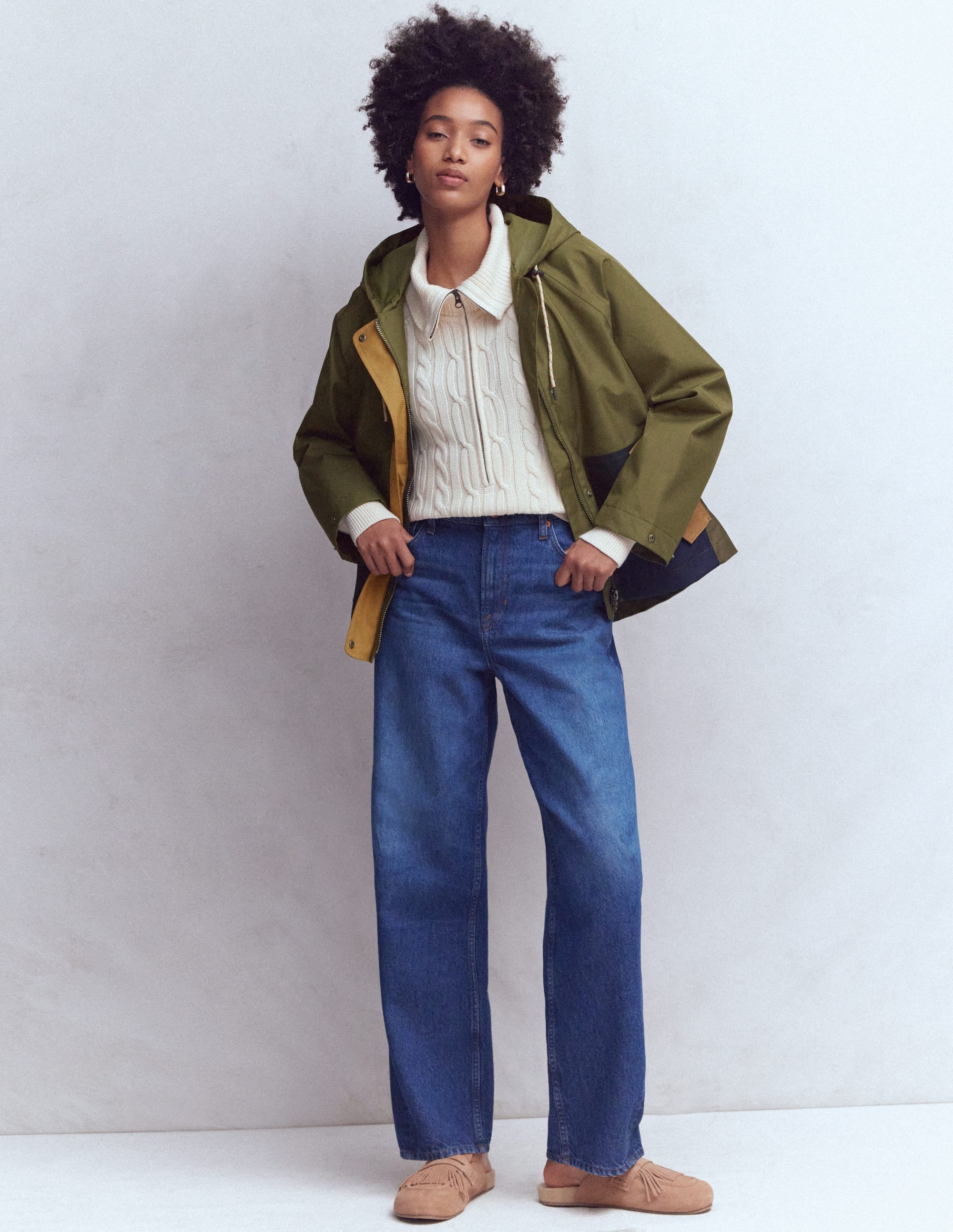 Lightweight Rain Mac-Woodland Green, Colourblock - Image 6