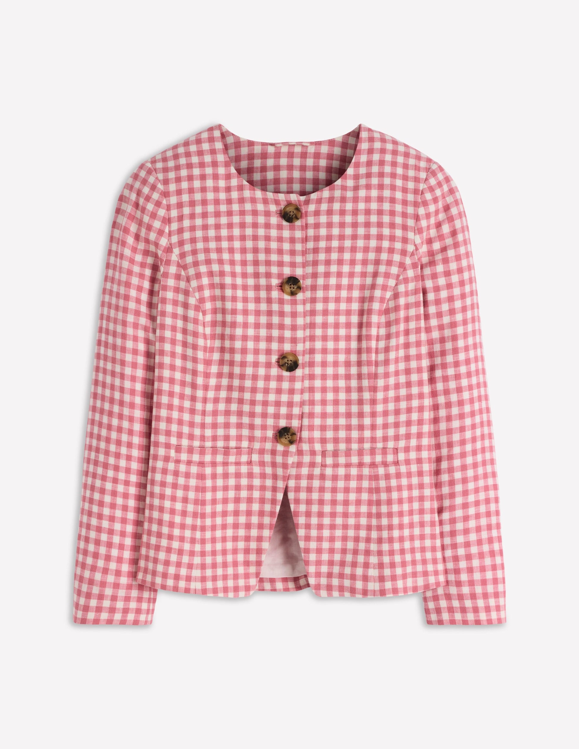 Hampstead Linen Blazer-Vintage Rose Gingham-7