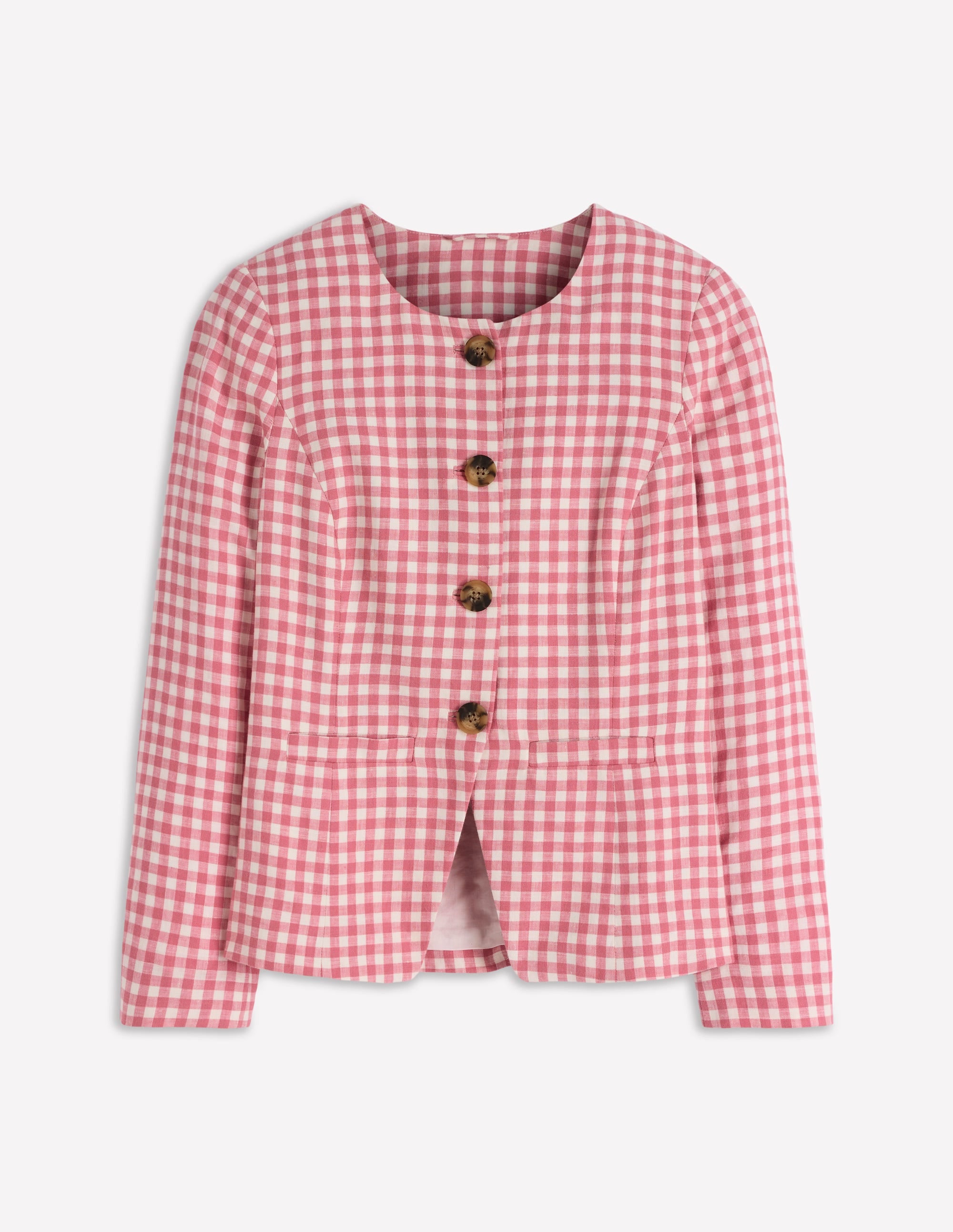 Hampstead Linen Blazer-Vintage Rose Gingham - Image 7