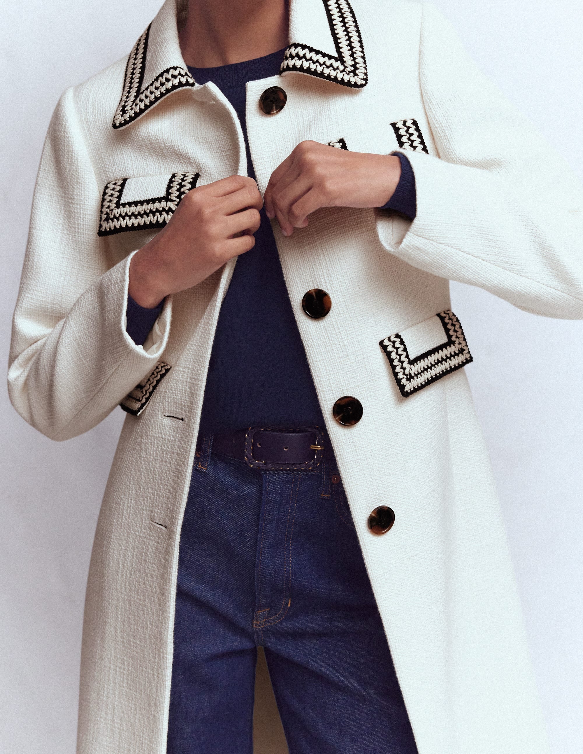Pocket Detail Coat-Ivory - Image 4