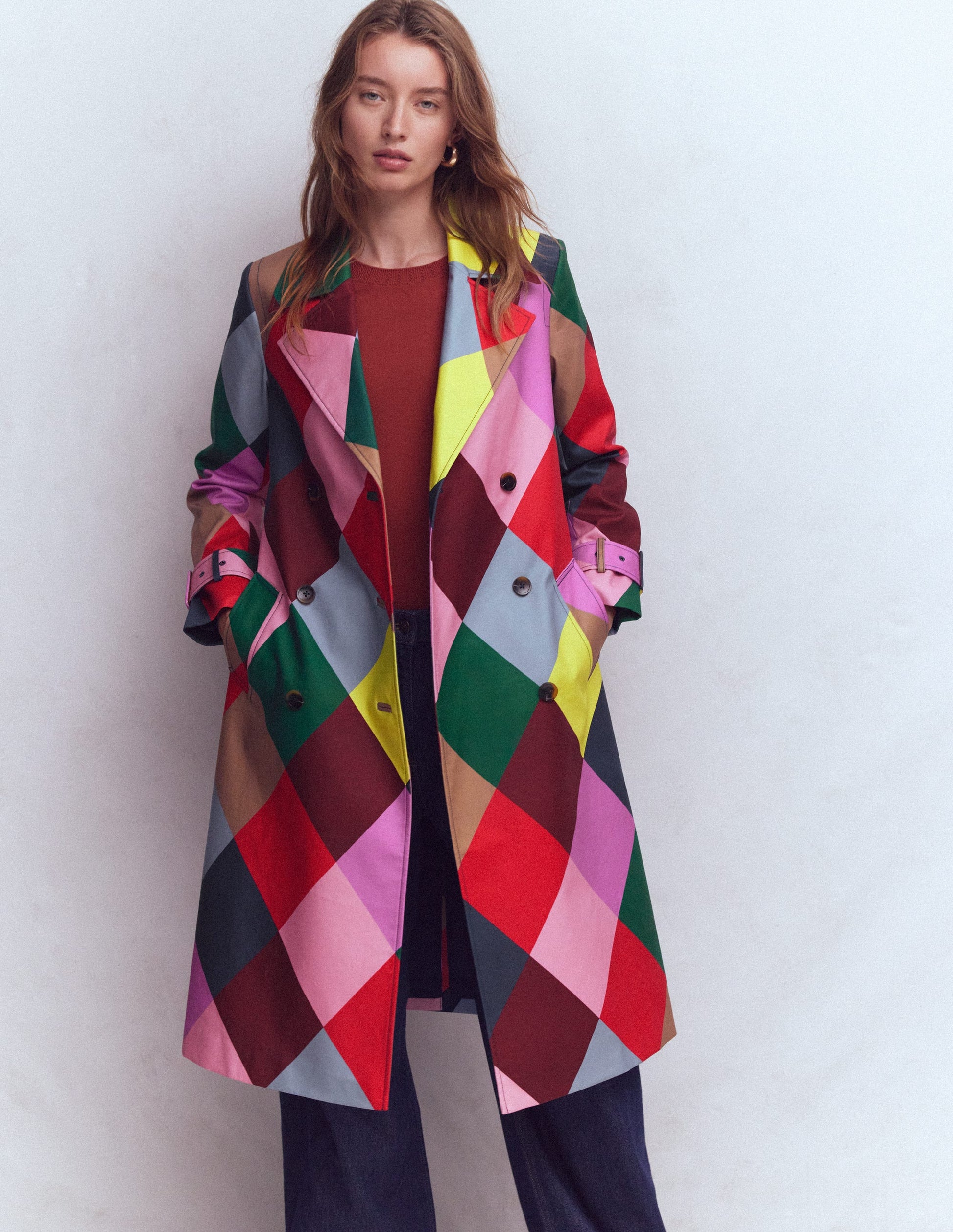 Double Breasted Trench-Giant Multi Harlequin-5