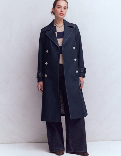 Double Breasted Trench-Navy-4