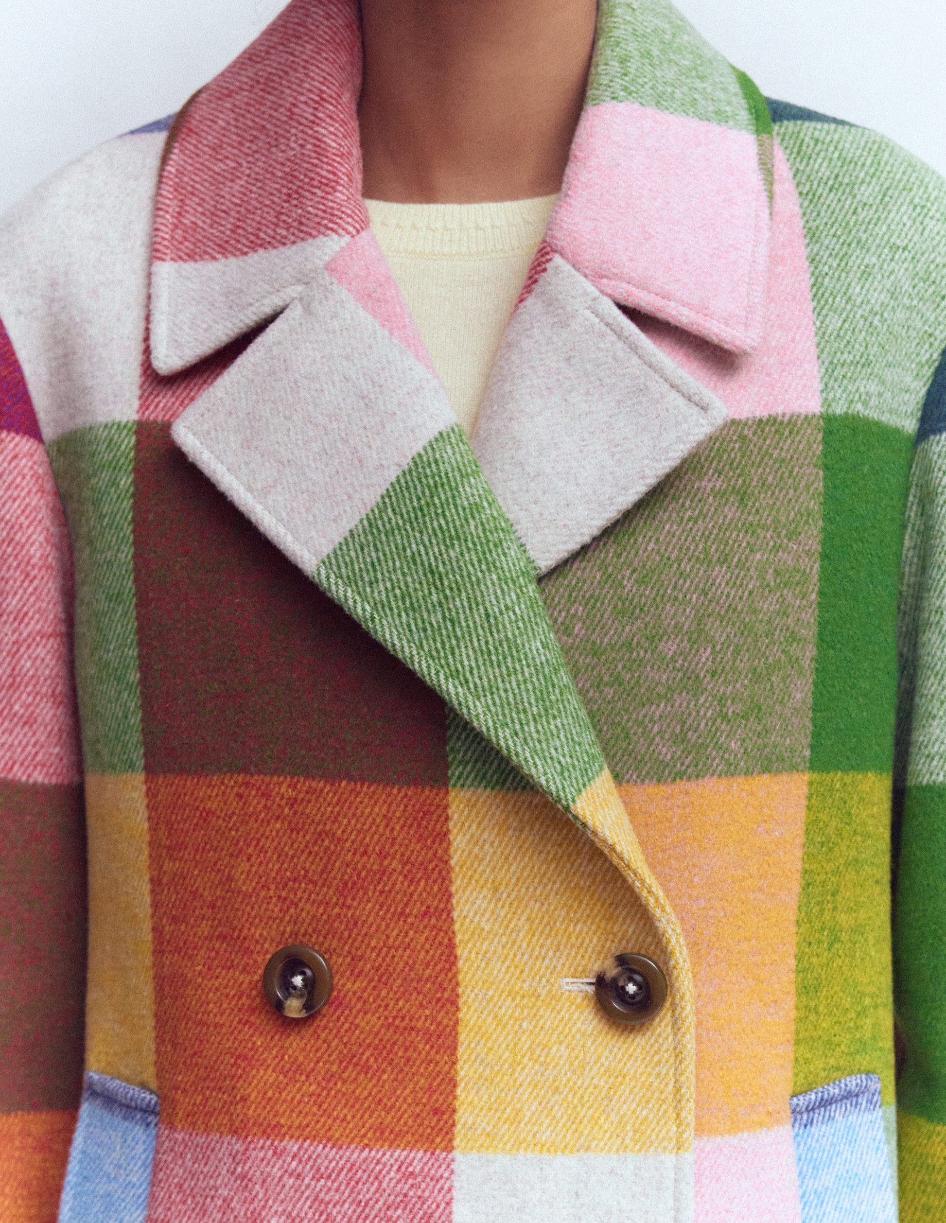 Revere Collar Wool Coat-Giant Multigingham-6