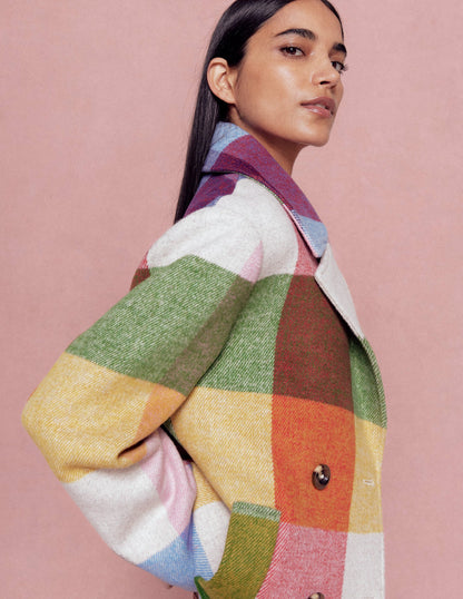 Revere Collar Wool Coat-Giant Multigingham-1