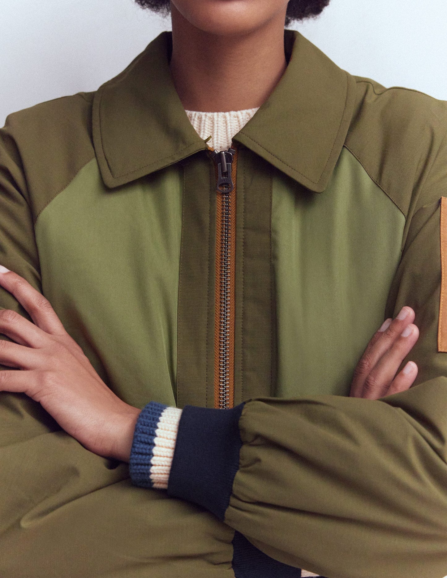 Borg Detail Bomber Jacket-Woodland Green
